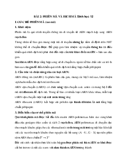 Sinh học 12 bài 2: Phiên mã và dịch mã