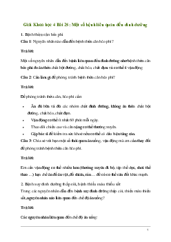 Giải Khoa học lớp 4 Bài 25: Một số bệnh liên quan đến dinh dưỡng | Kết nối tri thức