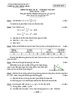 Đề thi HK2 Toán 7 năm 2019 – 2020 trường THCS Hồng Bàng – TP HCM