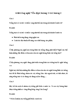 Giải Công nghệ 7 Ôn tập Chương 1 và Chương 2 | Chân trời sáng tạo