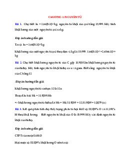 Bài tập Hóa học lớp 10: Nguyên tử