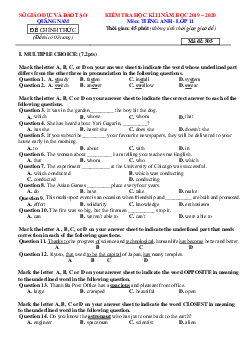 Đề thi HK2 Tiếng Anh 11 Sở GD Quảng Nam 2019-2020 (có đáp án)