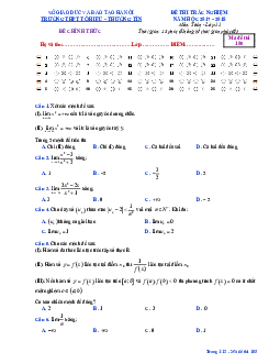 Đề thi trắc nghiệm ĐS và GT 11 chương 4 (Giới hạn) trường THPT Tô Hiệu – Hà Nội