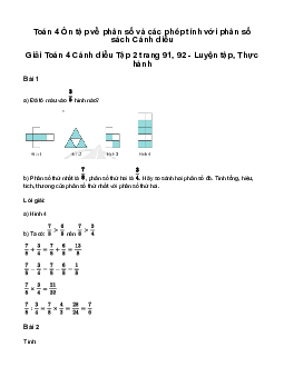 Giải Toán lớp 4 Bài 93: Ôn tập về phân số và các phép tính với phân số | Cánh diều