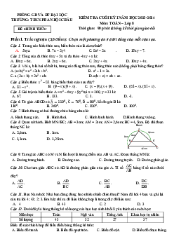 Đề cuối kỳ 1 Toán 8 năm 2023 – 2024 trường THCS Phan Bội Châu – Quảng Nam
