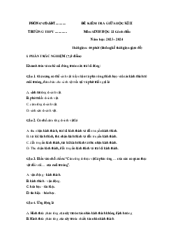 Đề thi giữa học kì 2 môn Sinh học 11 năm 2023 - 2024 sách Cánh diều