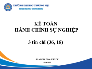 Bài giảng Kế toán hành chính sự nghiệp
