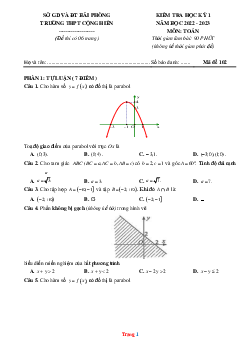 Đề thi kỳ 1 Toán 10 THPT Cộng Hiền 2022-2023