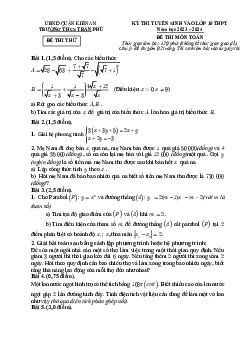 Đề thi thử Toán vào lớp 10 năm 2023 – 2024 trường THCS Trần Phú – Hải Phòng