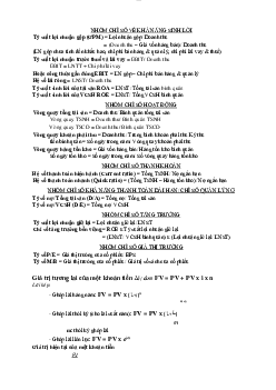 Công thức Tài chính doanh nghiệp