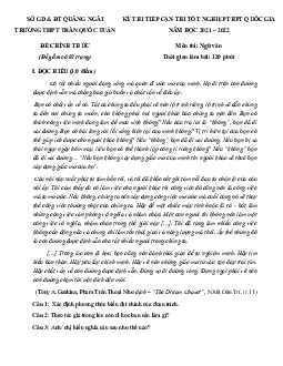 Đề thi thử THPT Quốc gia 2022 môn Ngữ văn trường THPT Trần Quốc Tuấn, Quảng Ngãi (có đáp án)