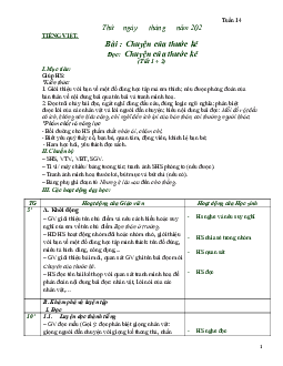 Giáo án Tiếng Việt 2 sách Chân trời sáng tạo Học kì 1| Tuần 14