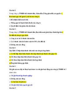 Câu hỏi trắc nghiệm luật doanh nghiệp ( có đáp án )