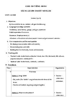 Giáo án Tiếng Anh 6 I-Learn Smart World HK1