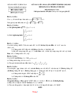 Đề thi tuyển sinh 10 toán chuyên TP. HCM 2022-2023 (có đáp án và lời giải chi tiết)