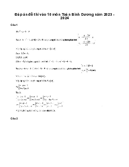 Đề thi vào 10 môn Toán năm 2023 - 2024 sở GD&ĐT Bình Dương