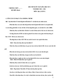 Đề cương ôn tập giữa học kì 1 môn Địa lí 11 sách Cánh diều