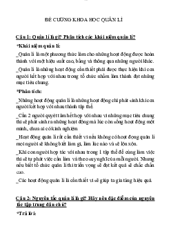 Đề cương Khoa học quản lý | Đại học Văn hóa Hà Nội