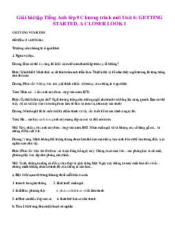 Giải bài tập Tiếng Anh lớp 9 Chương trình mới Unit 6: GETTING STARTED, A CLOSER LOOK 1