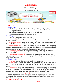 Giáo án GDCD 6 Bài 9: Tiết kiệm | Cánh diều