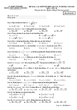 Đề khảo sát THPTQG lần 1 Toán 10 năm 2019 – 2020 trường chuyên Vĩnh Phúc