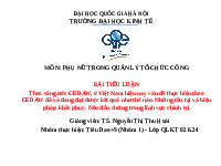 Bài tiểu luận : Theo công ước CEDAW, ở Việt Nam hiện nay vấn đề thực hiện theo CEDAW đã và đang được kết quả như thế nào. Những tồn tại và biện pháp khắc phục. nêu dẫn chứng trong lĩnh vực chính trị | Trường Đại học Kinh Tế, Đại học Quốc Gia Hà Nội