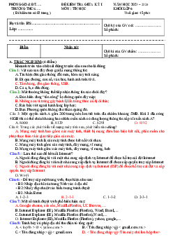 Đề thi giữa học kì 1 môn Tin học 6 năm 2023 - 2024 sách Kết nối tri thức với cuộc sống | Đề 6
