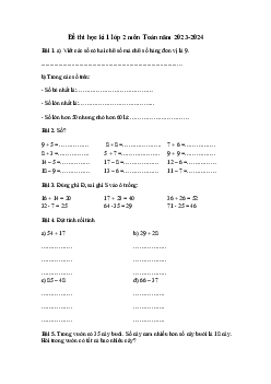 Đề thi học kì 1 lớp 2 năm 2023 - 2024 theo Thông tư 27 | Toán 2 Kết nối tri thức đề 5