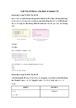 Giải Tin 10 Bài 6: Câu lệnh rẽ nhánh CD