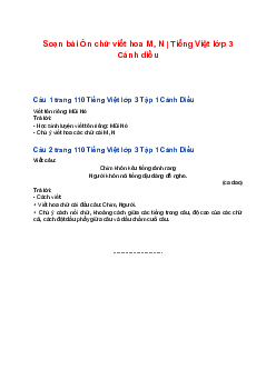 Soạn bài Ôn chữ viết hoa M, N | Tiếng Việt lớp 3 Cánh diều