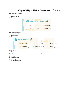 Tiếng Anh lớp 3 Global Success Unit 3 Lesson 3 Our friends