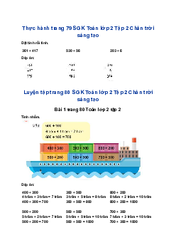 Giải SGK Toán lớp 2 trang 82, 83, 84 Phép trừ không nhớ trong phạm vi 1000| Chân trời sáng tạo