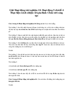 Giải Hoạt động trải nghiệm 10: Hoạt động 5 chủ đề 4 Chân Trời Sáng Tạo