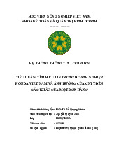Tiểu Luận: Tìm Hiểu Lis Trong Doanh Nghiệp Honda Việt Nam Và Ảnh Hưởng Của Cntt Đến Các Khâu Của Một Đơn Hàng môn Kinh tế tài nguyên  | Học viện Nông nghiệp Việt Nam