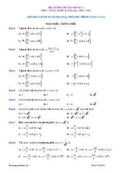 Đề cương ôn tập HKI Toán 11 – Trần Thông