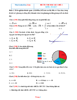Đề ôn thi học kì 1 toán 7 chân trời sáng tạo -đề 2 (có đáp án)