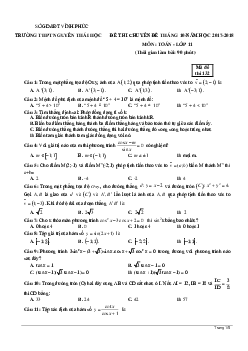 Đề thi chuyên đề tháng 10 năm học 2017 – 2018 môn Toán 11 trường Nguyễn Thái Học – Vĩnh Phúc