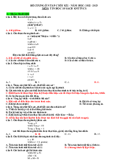 Đề cương ôn tập học kì 2 môn Tin học lớp 10 năm 2022 - 2023