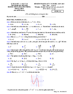 Đề thi học kì 1 Toán 12 năm 2019 – 2020 trường THPT Phước Kiển – TP HCM