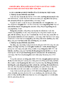 Chuyên Đề Bồi Dưỡng HSG Lịch Sử 9: Tổng Kết Lịch Sử Việt Nam Từ Sau Chiến Tranh Thế Giới Thứ Nhất Đến Năm 2000