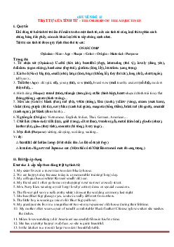Chuyên đề ngữ pháp Tiếng Anh: chuyên đề 12 trật tự của tính từ-the orders of the adjectives