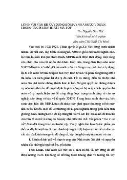 Tài liệu "Lenin với vấn đề xây dựng bộ máy nhà nước vô sản trong tác phẩm "Thà ít mà tốt""