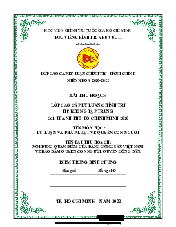 Bài thu hoạch về Đảm bảo quyền con người, quyền công dân