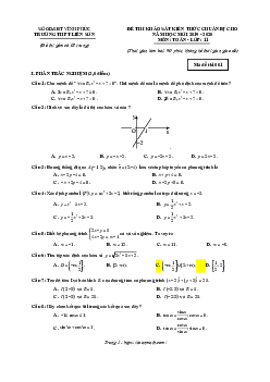 Đề khảo sát Toán 11 chuẩn bị năm học 2019 – 2020 trường Liễn Sơn – Vĩnh Phúc