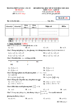 Đề thi học kỳ 2 Toán 10 năm 2019 – 2020 trường THPT Lương Văn Cù – An Giang