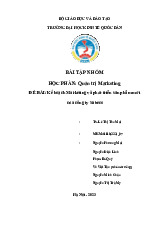 Kế hoạch Marketing và phát triển sản phẩm mới của công ty Sabeco | Môn Quản trị marketing - Đại học Kinh Tế Quốc Dân