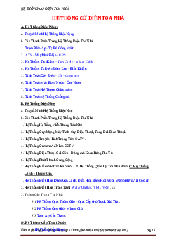 Tổng hợp chi tiết lý thuyết các loại Hệ thống cơ điện tòa nhà