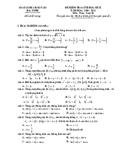 Đề thi cuối học kỳ 2 Toán 10 năm 2020 – 2021 sở GD&ĐT Bắc Ninh