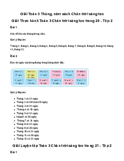 Giải Toán 3: Tháng, năm | Chân trời sáng tạo