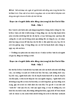 Viết đoạn văn về người thiếu niên dũng cảm trong bài thơ Em bé Bảo Ninh| Văn mẫu Tiếng việt 4| Cánh diều
